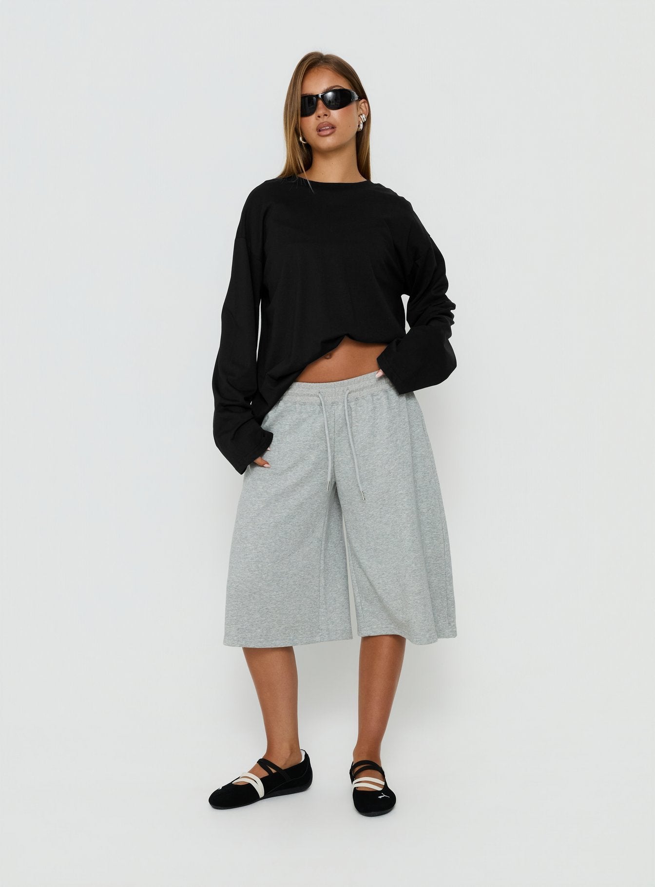 Settle Down Long Sleeve Top Black