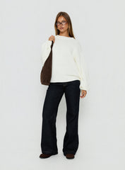 Harmony Balloon Sleeve Knit Sweater White