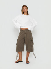 Settle Down Long Sleeve Top White