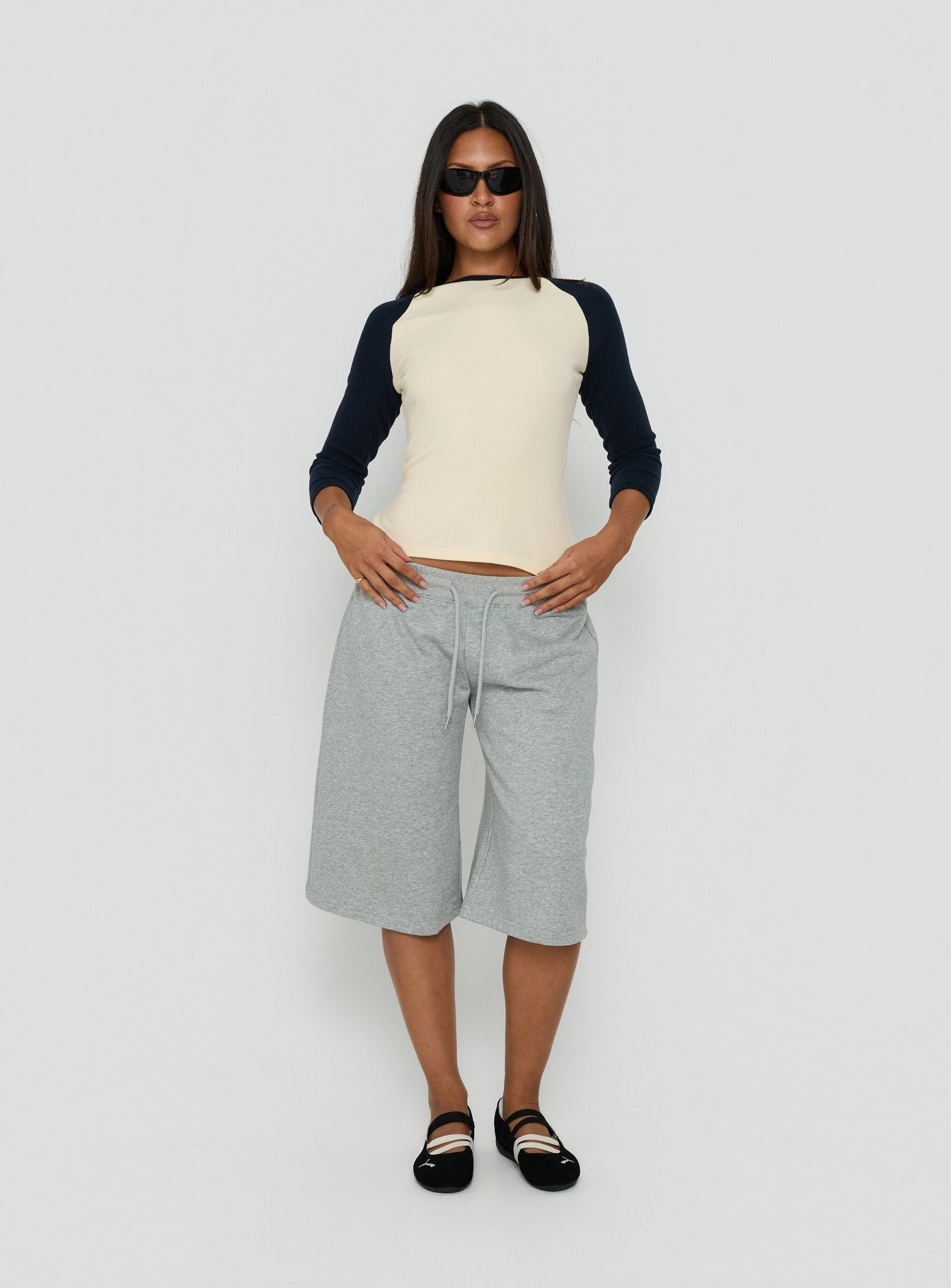 Telepathic Raglan Long Sleeve Top Cream / Navy