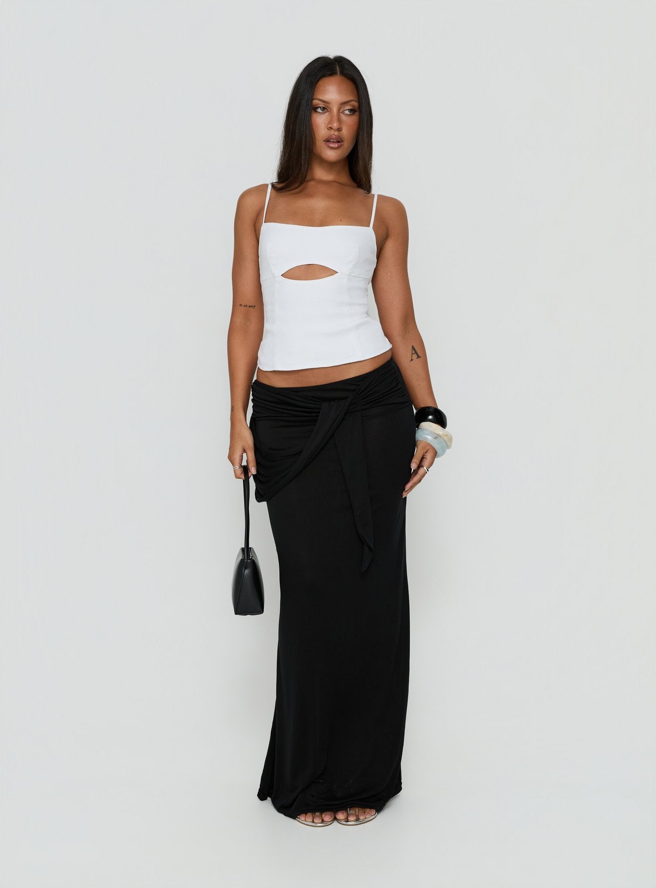 Lenara Cut Out Cami Top White