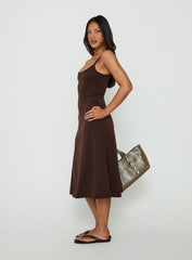 Esmiana Slinky Midi Dress Chocolate