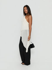 Eternal Optimist Longline Chiffon Arrowneck Top Cream