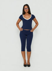 Rowanna Sporty Capri Pants Navy / Cream