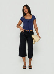 Celinne Layered Micro Bolero Top Navy