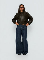 Paltrow Mid Rise Wide Leg Cargo Jeans Dark Blue Wash