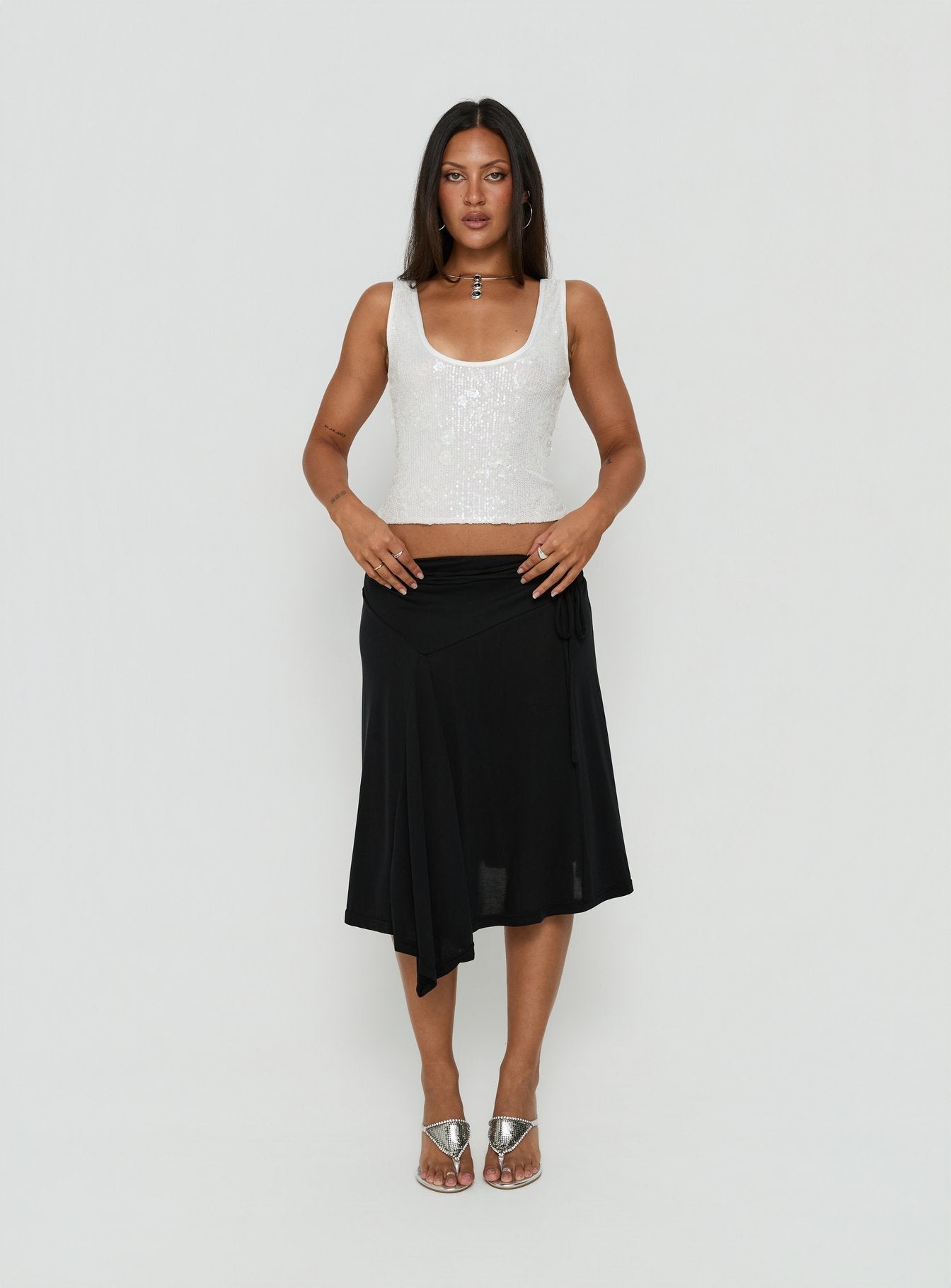 Anova Sequin Tank Top White