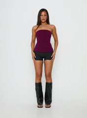 Loreto Strapless Tie Back Top Plum