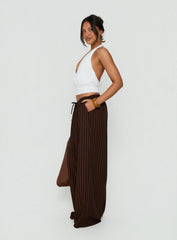 Bungala Oversized Relaxed Pants Brown Pinstripe