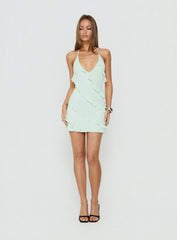 Marinna Halter Ruffle Mini Dress Jelly Mint