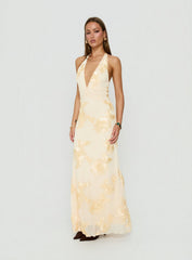 Rousseau Halter Maxi Dress Yellow