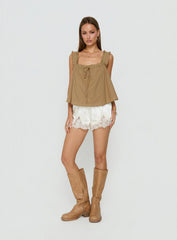 Swing Babydoll Top Beige