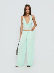 Distinction Halter Chiffon Top Aqua