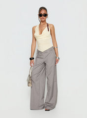 Syrenah Halter Cowl Neck Top Cream