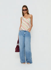 Winding Roads Layered Asymmetrical Top Multi Stripe