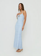 Liskaia Textured Halter Maxi Dress Blue