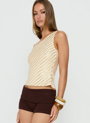 Loucetta One Shoulder Tie Detail Top Cream Stripe