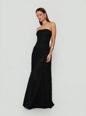 Diannah Lace Corset Strapless Maxi Dress Black