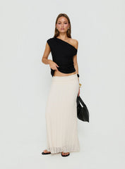 Katerine Ruched Lace Maxi Skirt Cream