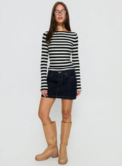 Tashana Long Sleeve Boat Neck Top Navy Stripe