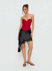 Idette Lace Asymmetrical Mini Skirt Black