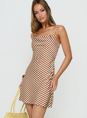 Mylla Cowl Neck Mini Dress Brown Stripe