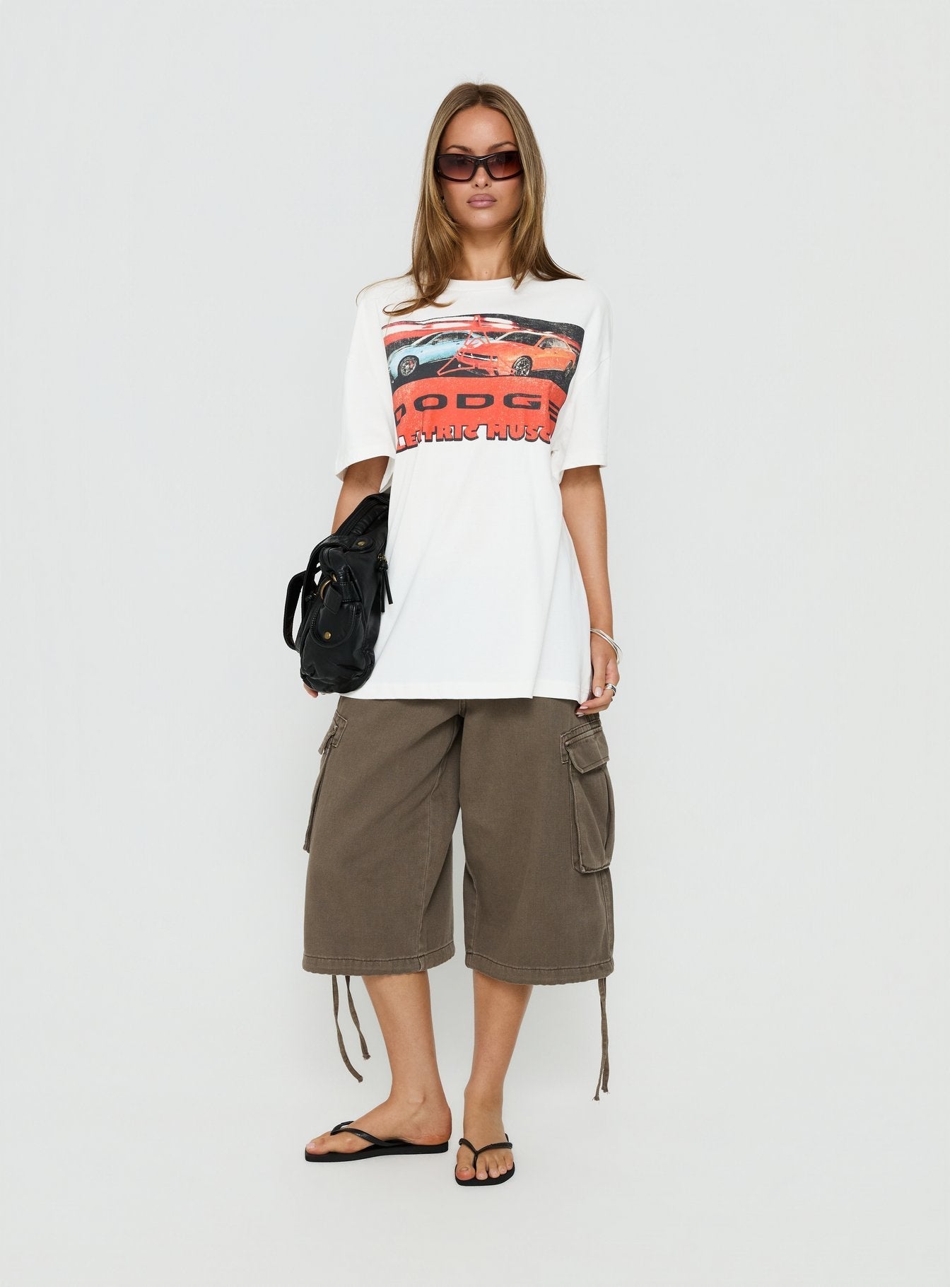 Dodge Electric Muscle Oversized Graphic Tee White