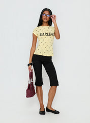 Darling Girl Graphic Top Yellow Polka Dot