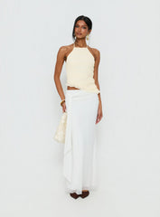 Caviar Tie Maxi Skirt White