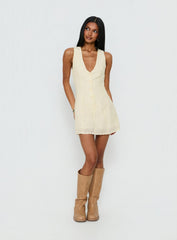 Sylvara Textured Button Up Romper Yellow