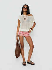 Selinah Terry Towelling Micro Shorts Pink Multi