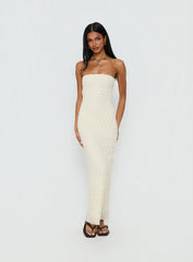 Aryela Strapless Textured Maxi Dress Cream