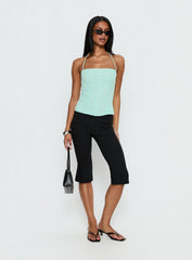Delamere Tie Neck Top Aqua