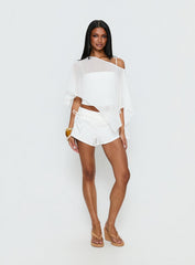 Senzo Chiffon Poncho Top White
