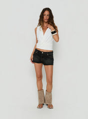 Milania Ultra Low Rise Mini Denim Shorts Vintage Black