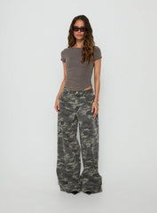 Naylor Mid Rise Wide Leg Jeans Camo