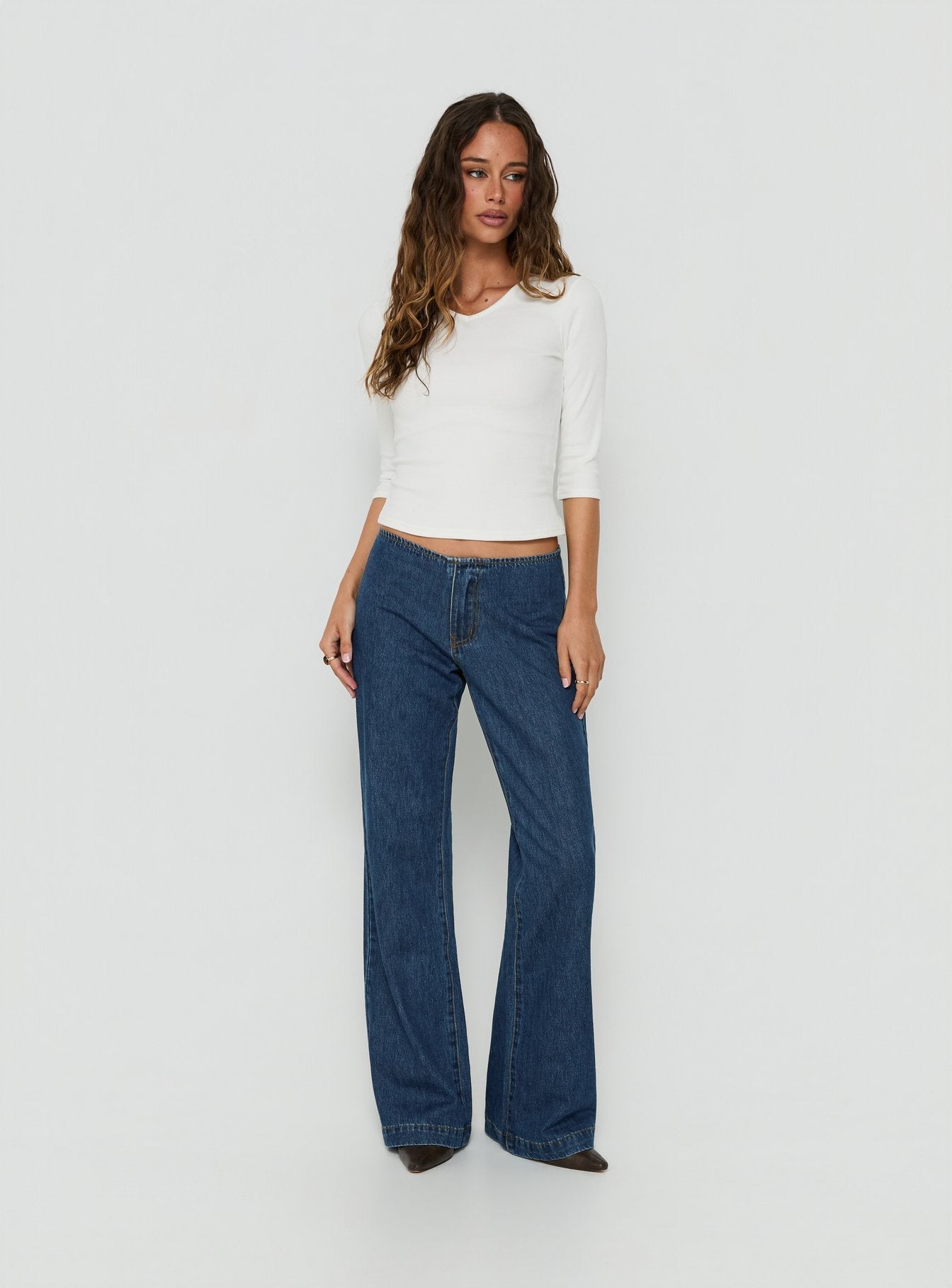 Buenos No Waist Low Rise Straight Leg Jeans Dark Indigo