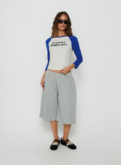 Jet Style Long Sleeve Graphic Raglan Top Blue / White