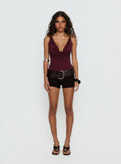 Nerolia Halter Ring Top Burgundy