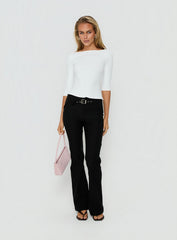 Viridian Belted Flared Pants Black