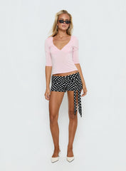 Declanne Wrap Micro Shorts Black Polka
