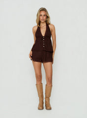 Cloud Crush Linen Shorts Chocolate