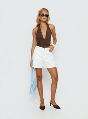 Cosmic Crush Ruched Halter Bodysuit Brown