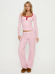 Slumber Party Sleep Long Sleeve Top Pink Stripe
