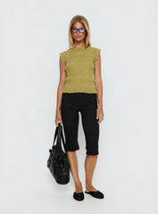 Talyn Cap Sleeve Frill Top Olive