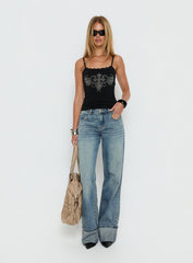 Ezia Wide Cuff Baggy Jeans Raw Denim