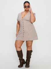 Loveliness Playsuit Brown Check Curve