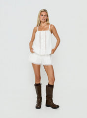 Safire Lace Trim Mini Shorts Off White