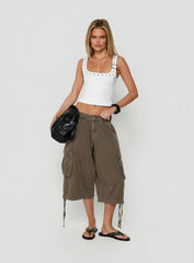 Aylani Buckle Eyelet Tank Top White