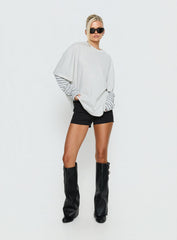 Ryann Long Sleeve Layered Top Grey / White Stripe